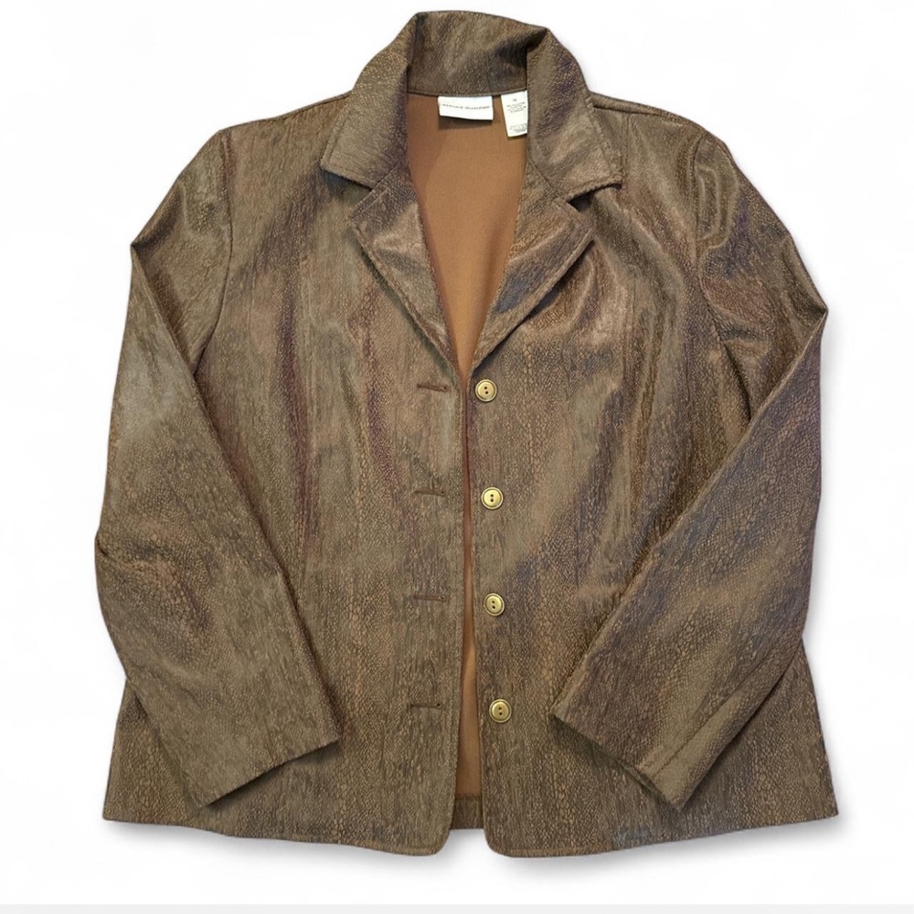 Alfred Dunner Vintage Women’s Embossed Faux Snakeskin Leather Blazer Womens L